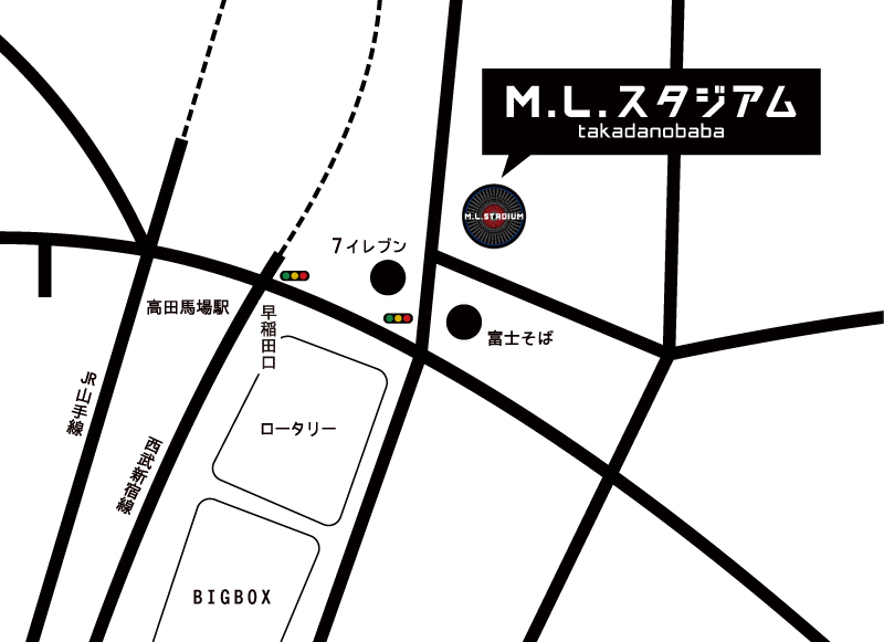 Mリーグ公式ルールノーレートフリー雀荘/MLスタジアム高田馬場地図
